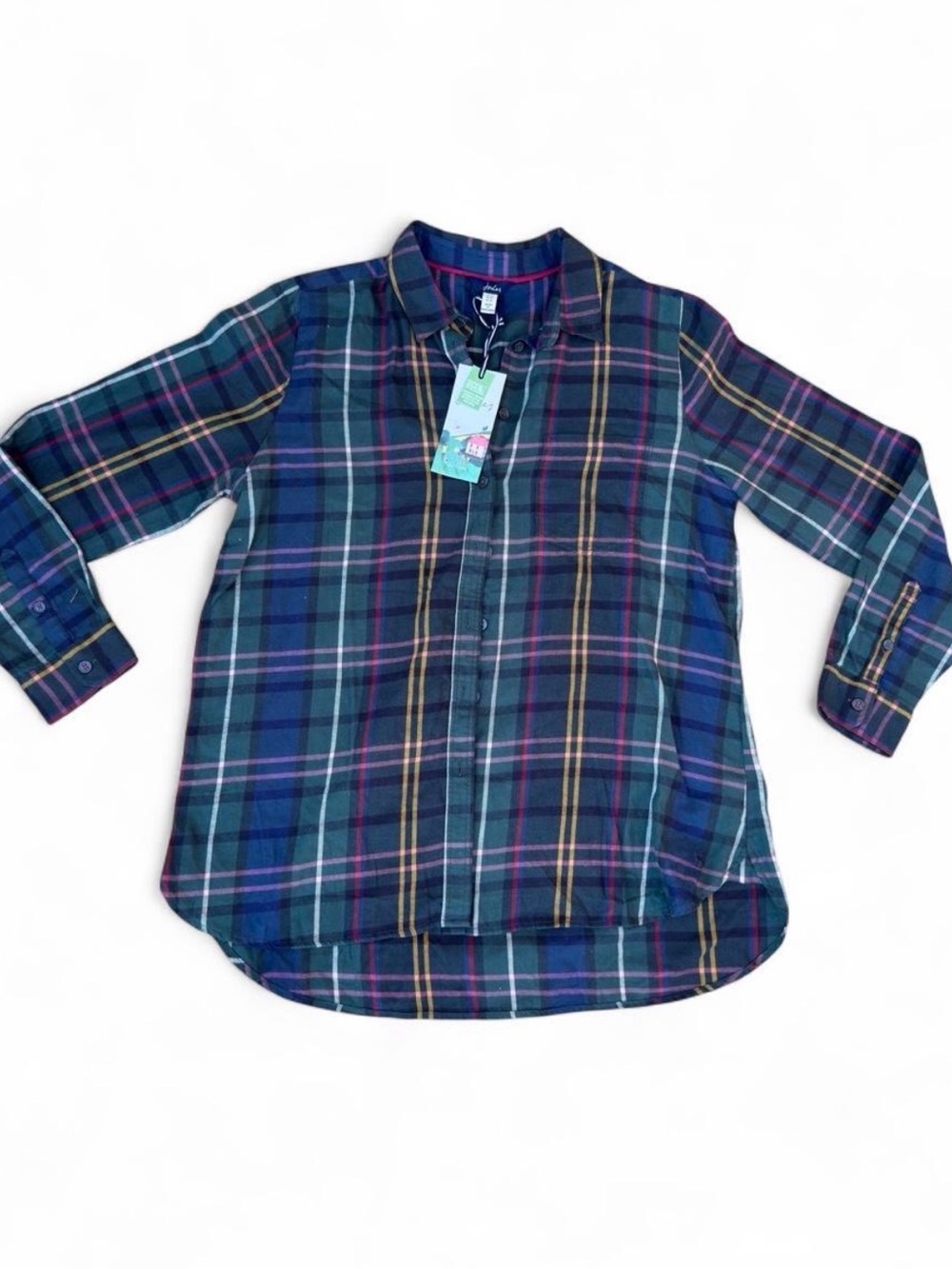 Joules Green and Navy Plaid Button-Down Shirt